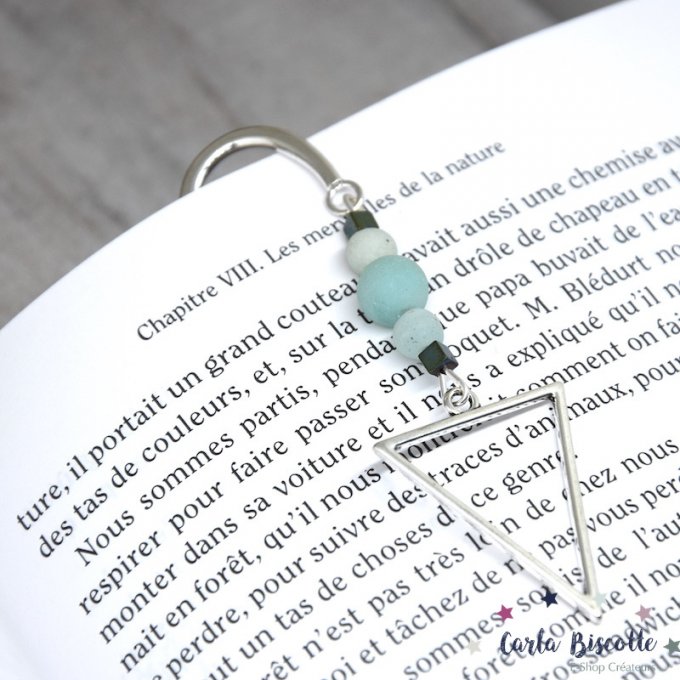 Marque-pages triangle avec perles amazonite