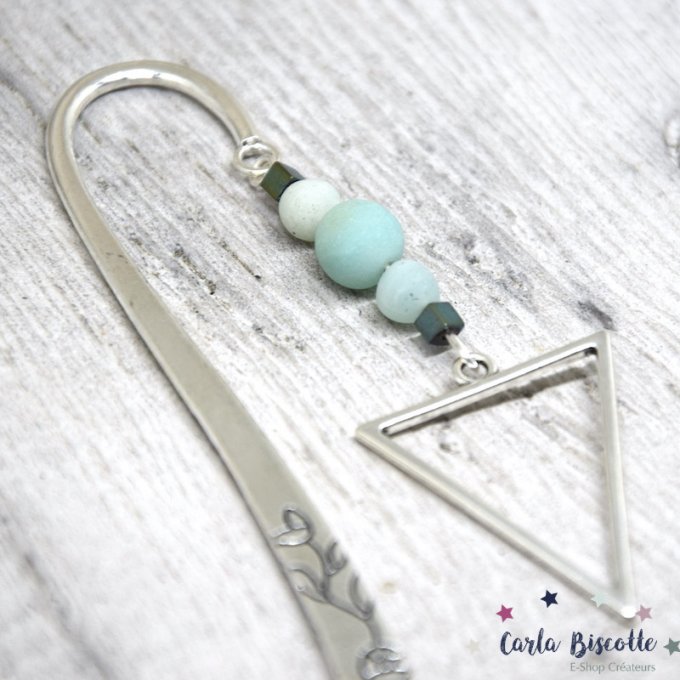 Marque-pages triangle avec perles amazonite